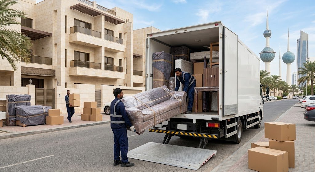 فريق عمل متخصص يقوم بفك وتغليف ونقل الأثاث بأمان داخل شاحنات مجهزة ومغلقة ضمن أعمال نقل عفش البطحاء بالرياض لضمان حماية المنقولات والمقتنيات من الخدوش والتلف أثناء النقل